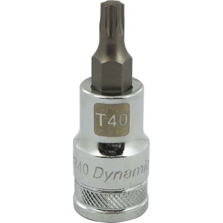 Dynamic Tools 1/2 Drive Torx Head, T40 Bit Regular Length, Chrome Socket D013340